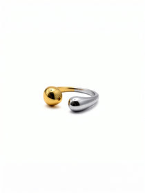 Mixed metal ring in 18K Gold and Silver Plated on Stainless Steel with polished gold and silver tones by KIRO UK from the Hybrid Collection