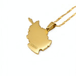 Gold plated Afghanistan map necklace with KIRO engraving on the pendant and a delicate chain representing national pride and cultural heritage