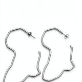 Silver Africa map shaped hoop earrings with butterfly backs in imitation jewelry by KIRO UK for everyday wear