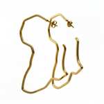 Gold plated map of Africa hoop earrings with butterfly backs in an 18k finish from KIRO UK