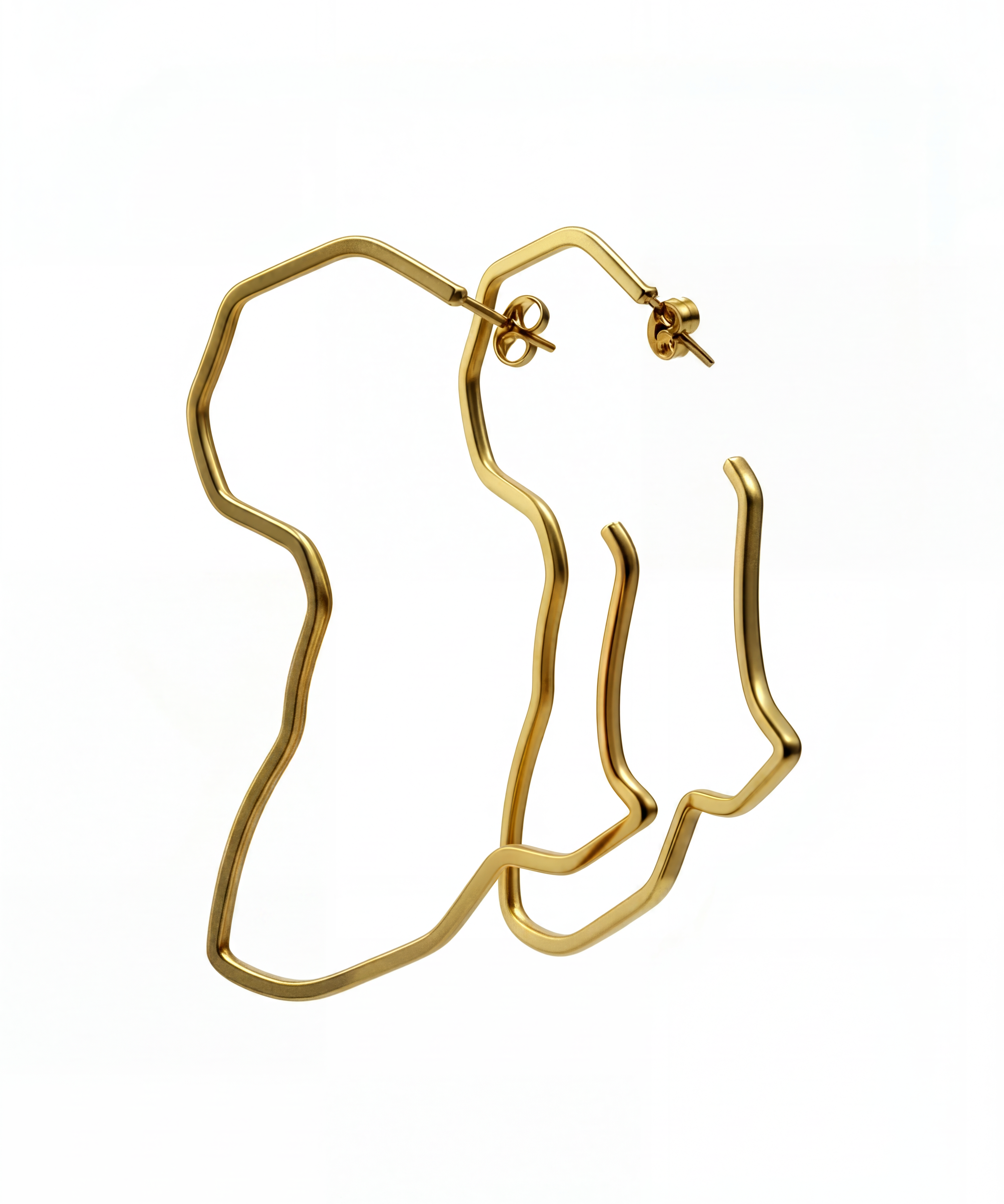 Gold plated map of Africa hoop earrings with butterfly backs in an 18k finish from KIRO UK