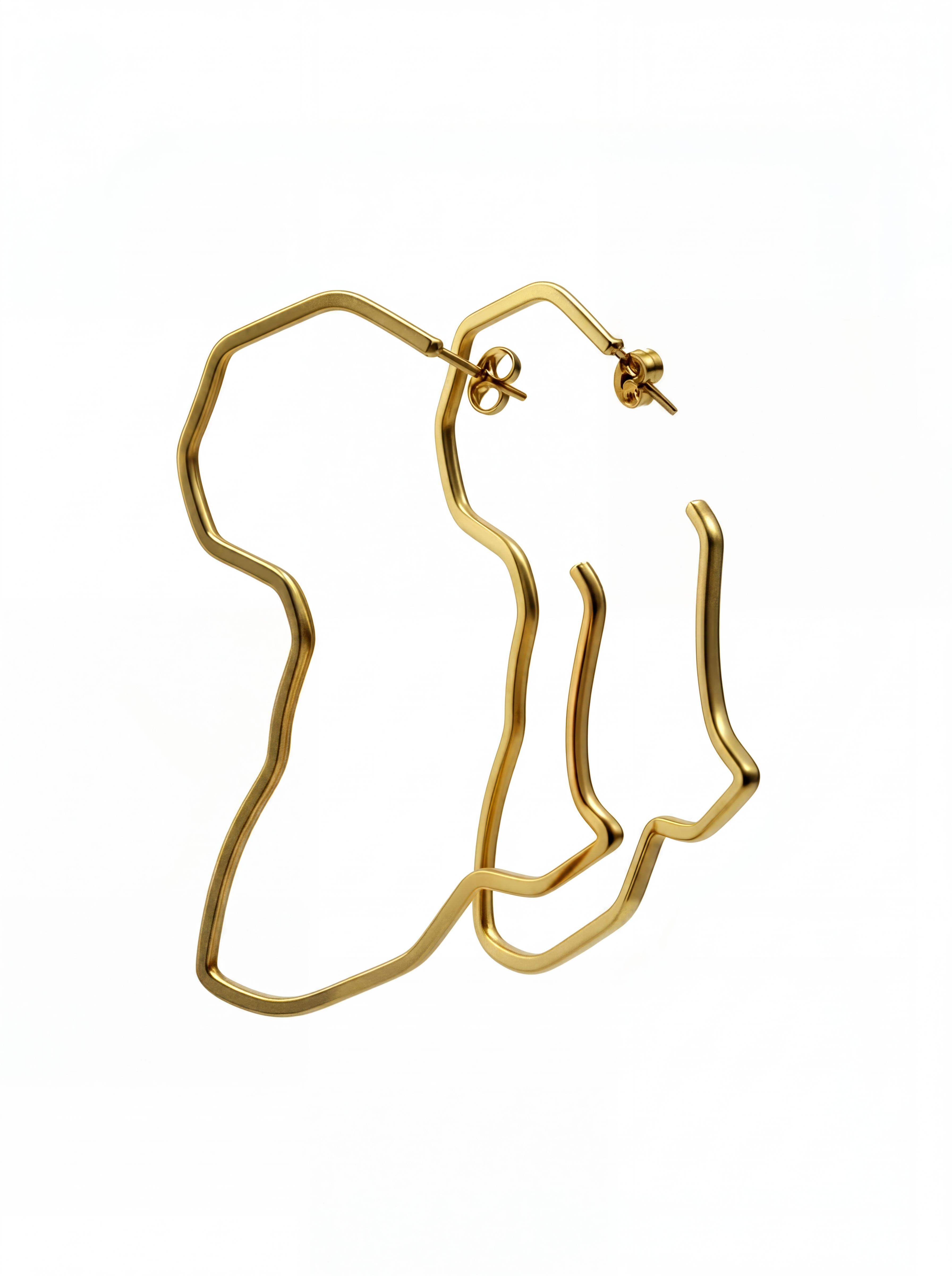 Gold plated map of Africa hoop earrings with butterfly backs in an 18k finish from KIRO UK