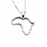 Gold Africa map outline necklace on a chain from KIRO UK celebrating African heritage with a polished pendant design