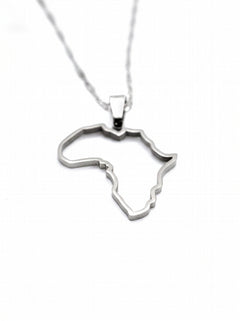 Gold Africa map outline necklace on a chain from KIRO UK celebrating African heritage with a polished pendant design