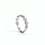 Silver geometric stacking ring with a sparkling diamond design on a white background from KIRO UK