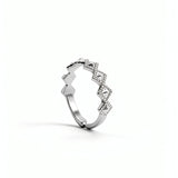 Silver geometric stacking ring with a sparkling diamond design on a white background from KIRO UK