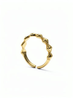 Open adjustable gold ring with diamond inspired textured detailing by KIRO UK in 18K Gold plated on 100% 925 Sterling Silver