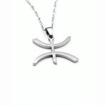 Silver plated Amazigh necklace with a curved freedom symbol pendant on a chain, celebrating cultural heritage by KIRO UK
