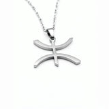 Silver plated Amazigh necklace with a curved freedom symbol pendant on a chain, celebrating cultural heritage by KIRO UK