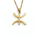 Gold plated Amazigh symbol pendant necklace on a gold chain representing freedom and cultural pride from KIRO UK