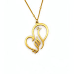 Gold plated Arabic calligraphy necklace with a flowing decorative heart shaped pendant from KIRO UK