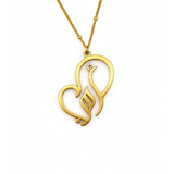 Gold plated Arabic calligraphy necklace with a flowing decorative heart shaped pendant from KIRO UK