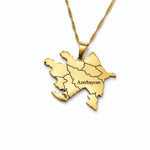Azerbaijan map necklace with an 18K gold plated pendant and chain celebrating Azerbaijani heritage by KIRO UK