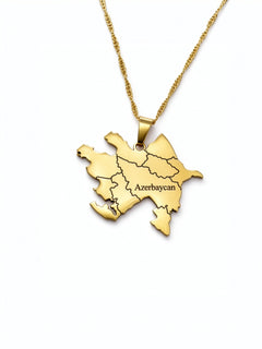Azerbaijan map necklace with an 18K gold plated pendant and chain celebrating Azerbaijani heritage by KIRO UK