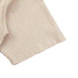 Beige cotton T shirt sleeve with a softly washed finish and stitched hem from kiro Clothing collection