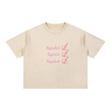 Beige unisex T shirt with a pink Arabic checklist graphic featuring nekadeya 3enadeya and 3asabeya by kiro from the Clothing collection