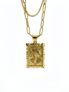 Gold Cleopatra portrait pendant on a double layer chain by KIRO UK from the Egyptian Collection