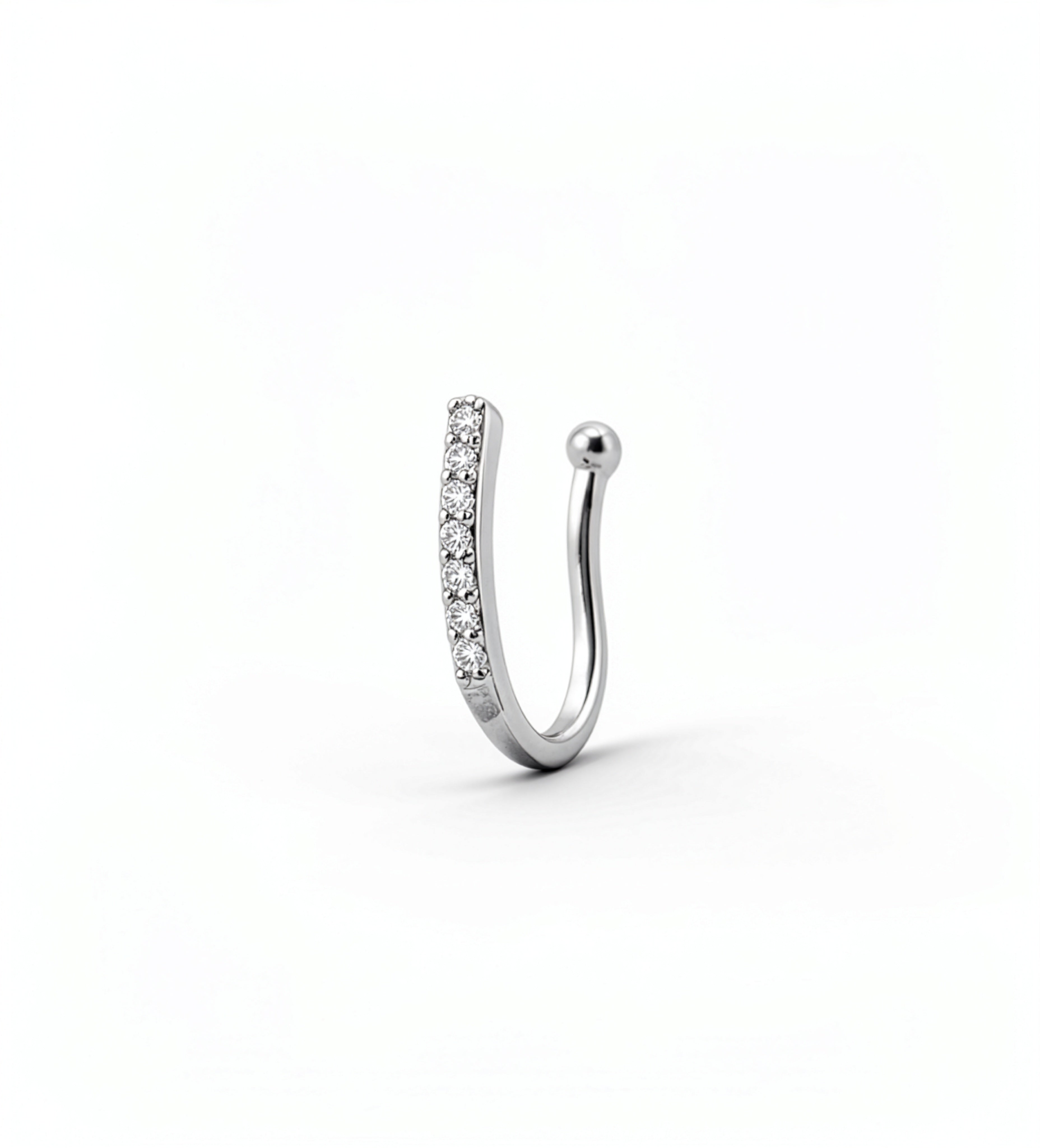 Gold plated faux nose ring with clear cubic zirconia gemstones by KIRO UK from the Nose Ring Winter Edit and Faux nose rings collection