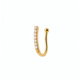 Gold plated faux nose ring with clear cubic zirconia gemstones in a curved clip on design by KIRO UK