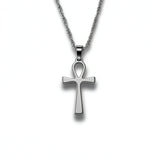 Egyptian Ankh necklace with a gold plated Ankh pendant and textured chain displayed against a white background by KIRO UK