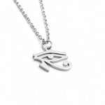 Egyptian Eye of Horus pendant necklace on a silver plated chain featuring a symbol of protection by KIRO UK