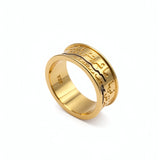 Gold band ring with engraved Arabic lettering and flowing Nile motif from KIRO UK Egyptian Collection