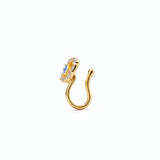 Gold faux nose ring with blue sapphire evil eye design and cubic zirconia accents by KIRO UK