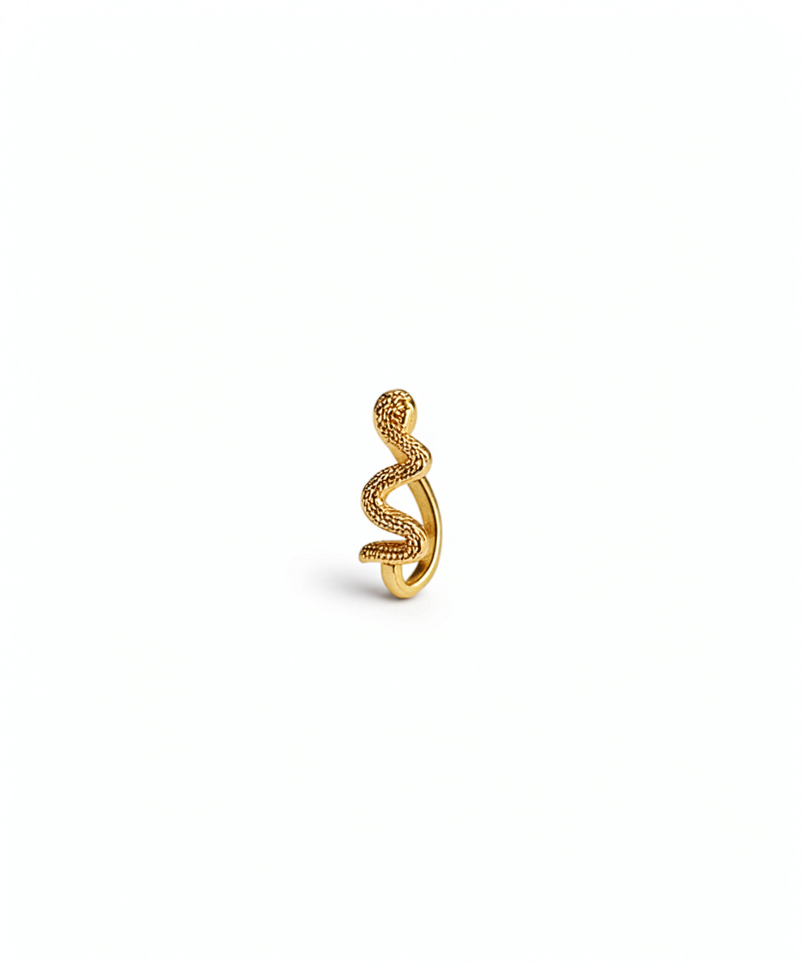 Gold serpent faux nose ring by KIRO UK shown on a white background from the Nose Ring and Faux nose rings collections