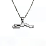 Gambia map necklace with Gambia engraved on the front of a silver toned pendant and chain by KIRO UK for national pride