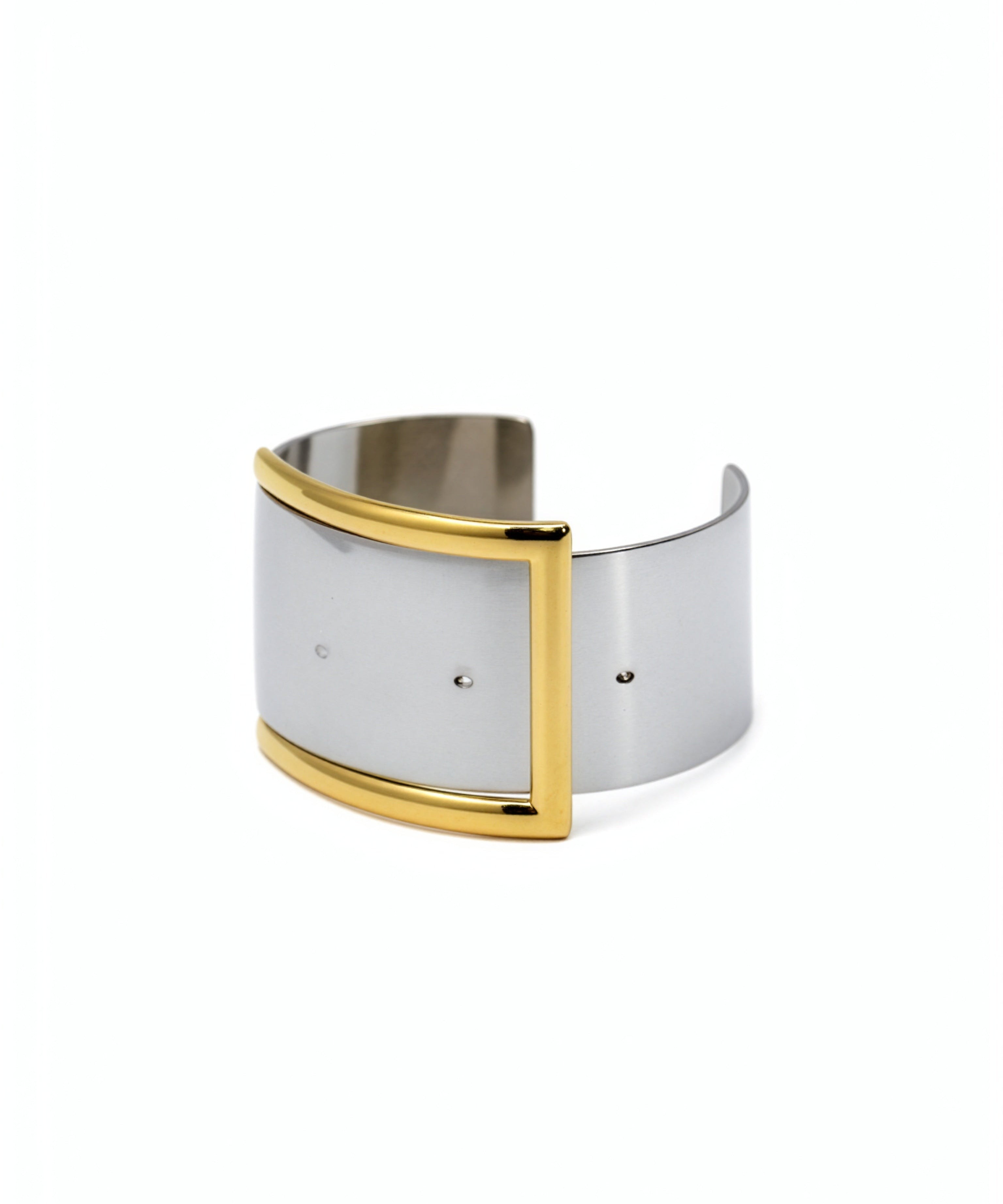 KIRO silver belt bangle with gold buckle detail