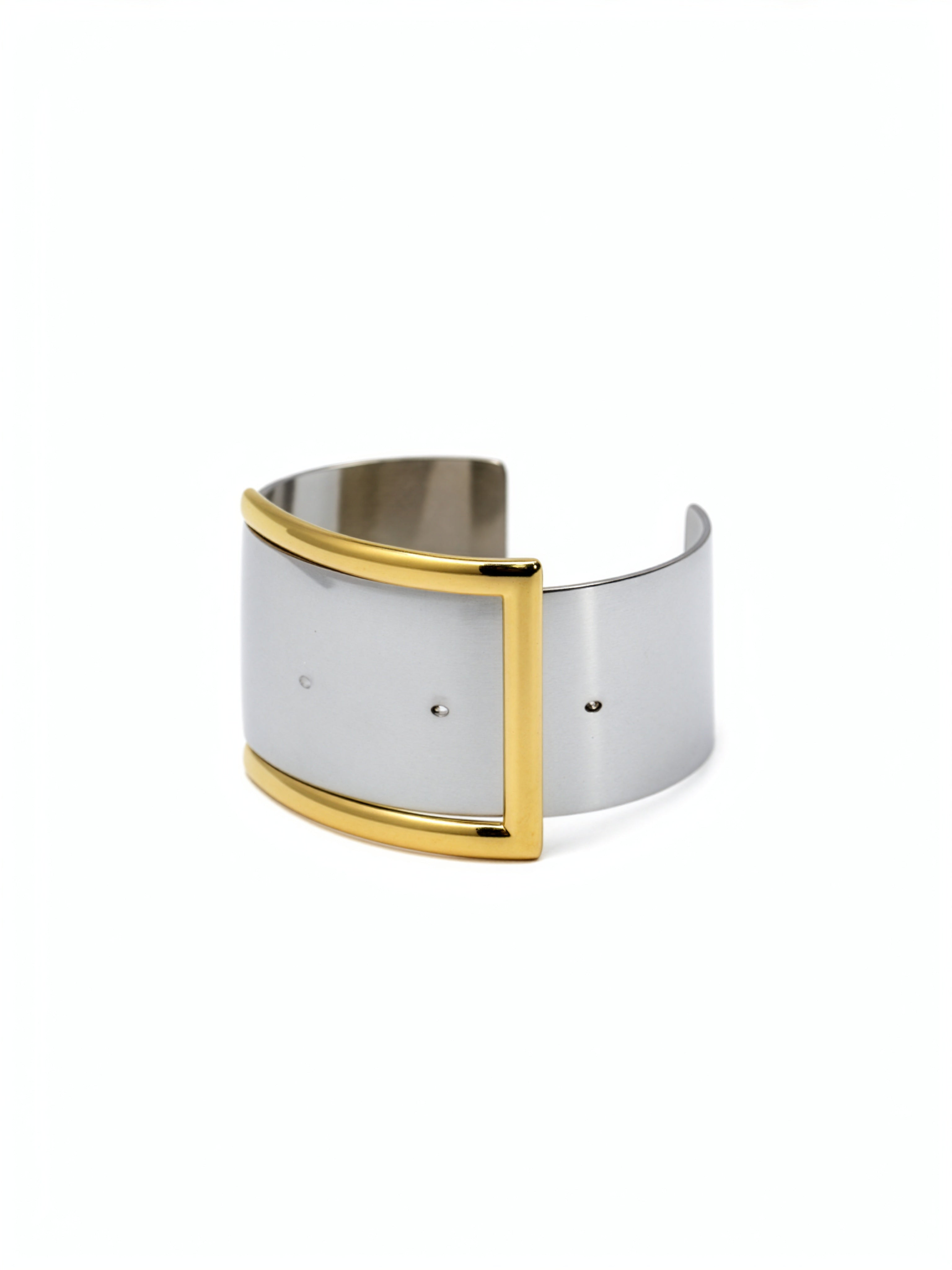 KIRO silver belt bangle with gold buckle detail