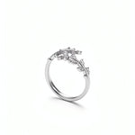 KIRO UK adjustable silver ring with cubic zirconia detailing and an elegant split front design shown on a clean white background