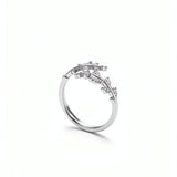 KIRO UK adjustable silver ring with cubic zirconia detailing and an elegant split front design shown on a clean white background