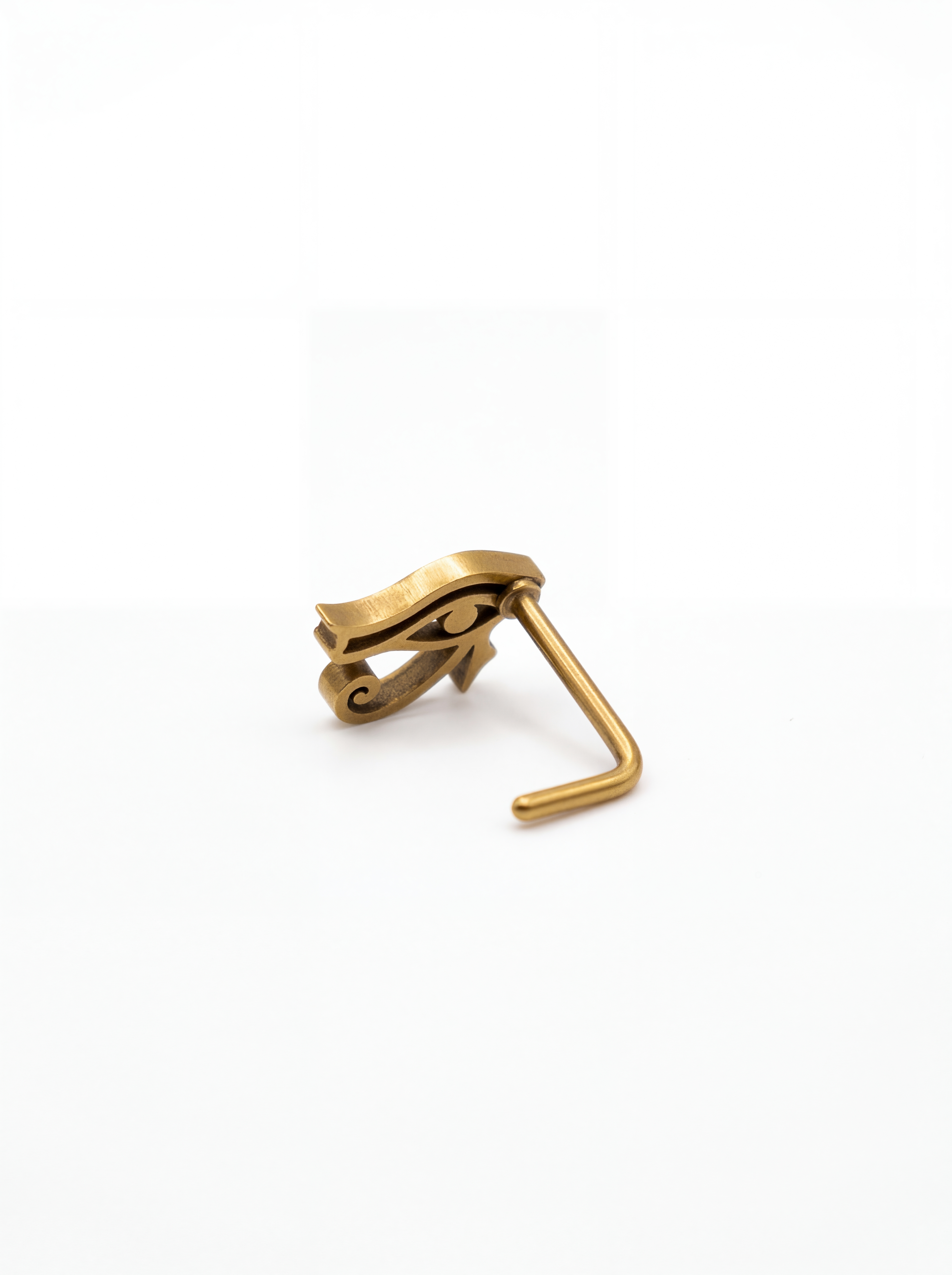 Gold Eye of Horus L bend nose stud by KIRO UK from the Egyptian Collection