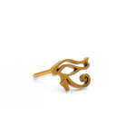 Gold Eye of Horus nose stud by KIRO UK in stainless steel with a curved L bend design from the Egyptian Collection