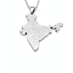 KIRO UK silver plated India map necklace pendant engraved with Bharat in Hindi on a chain