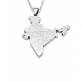 KIRO UK silver plated India map necklace pendant engraved with Bharat in Hindi on a chain