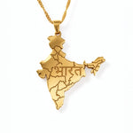 KIRO UK 18K gold plated India map necklace with Bharat engraved in Hindi on a statement pendant chain
