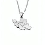 Silver plated map of Iran necklace with Persian engraving on a chain KIRO UK cultural jewelry design