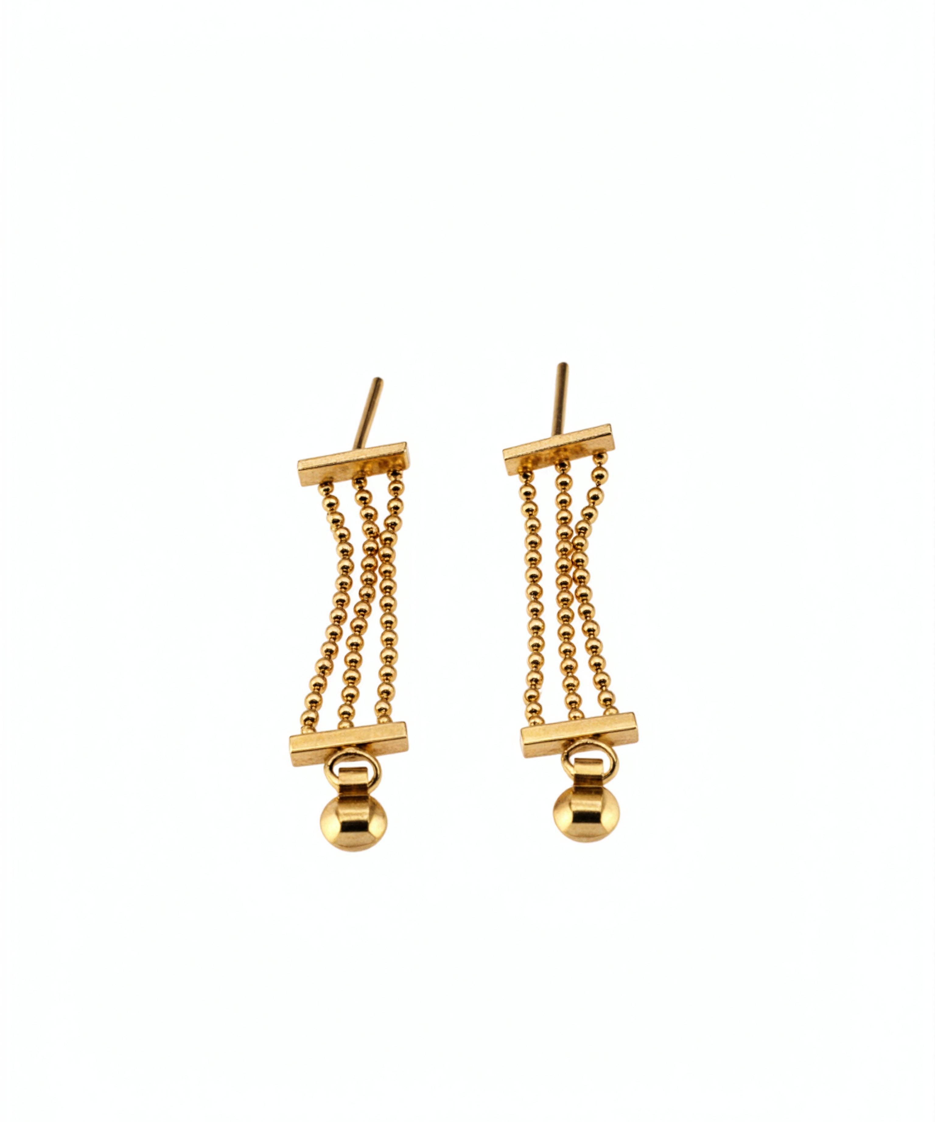 Gold beaded drop earrings in 18K Gold Plated Stainless Steel by KIRO UK from the Earrings and Everyday Essentials collections