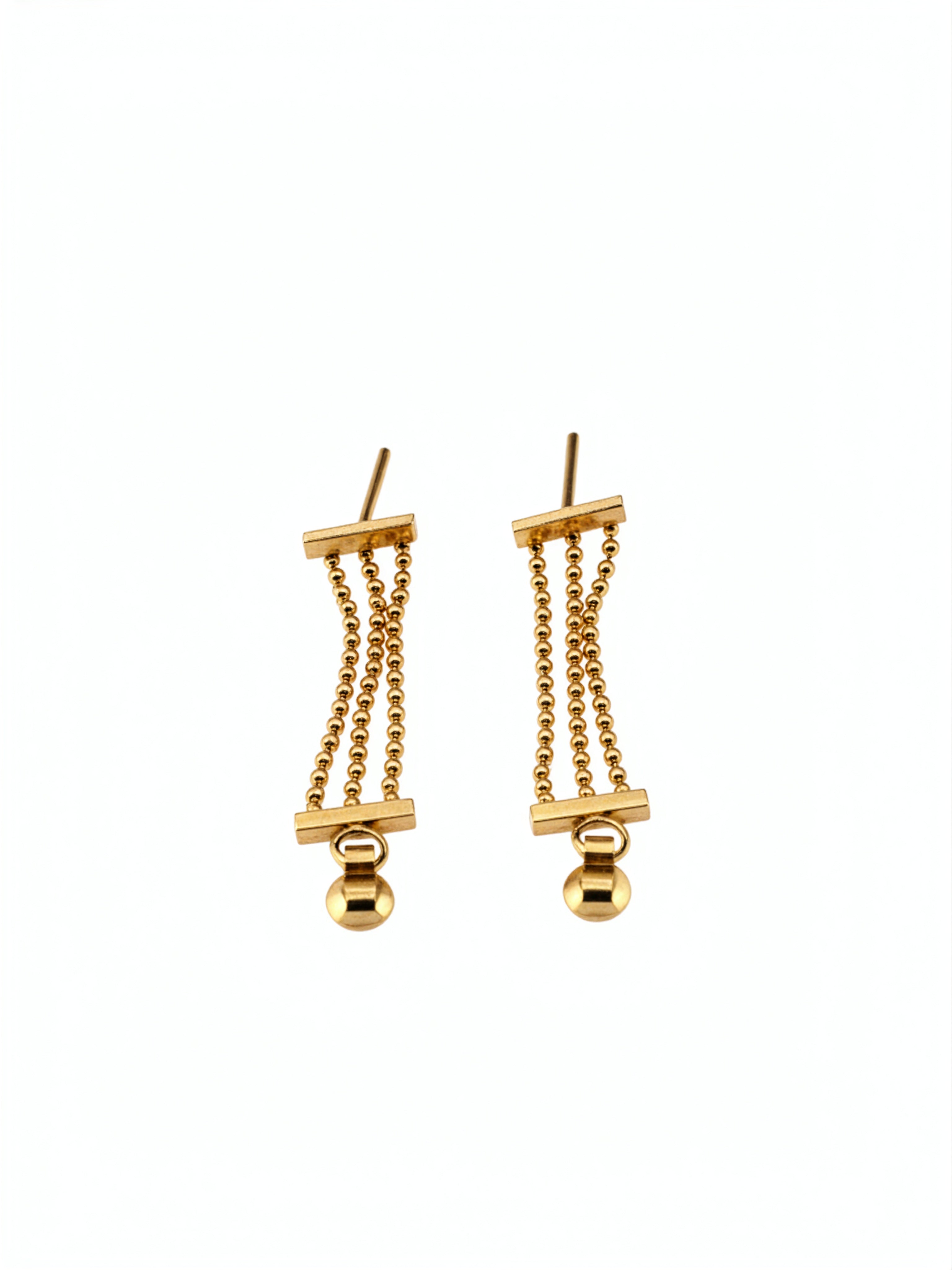 Gold beaded drop earrings in 18K Gold Plated Stainless Steel by KIRO UK from the Earrings and Everyday Essentials collections