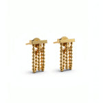 18K gold plated beaded earrings by KIRO UK with layered drop chains and rectangular bar details from the Earrings and Everyday Essentials collections