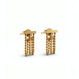 18K gold plated beaded earrings by KIRO UK with layered drop chains and rectangular bar details from the Earrings and Everyday Essentials collections