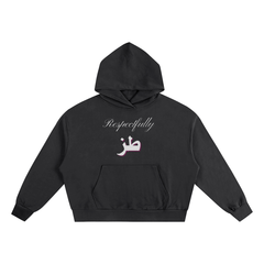 Black oversized cotton hoodie with extra large hood, front pouch pocket, and Respectfully Toz lettering from KIRO Clothing collection
