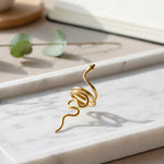 KIRO gold plated snake ring with intricate detailing, a statement accessory for elegant style. Resizable.