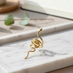 KIRO gold plated snake ring with intricate detailing, a statement accessory for elegant style. Resizable.