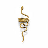 KIRO gold plated snake ring with intricate detailing, wraps around finger. Resizable statement jewelry.