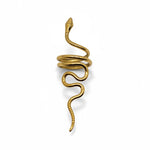 KIRO gold plated snake ring with intricate detailing, wraps around finger. Resizable statement jewelry.