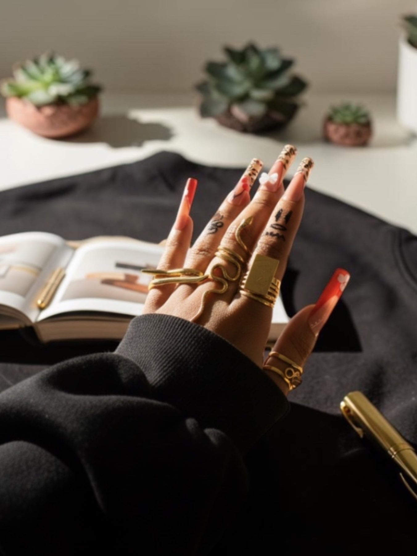 KIRO gold plated Serpent XL ring with intricate snake design, adjustable size, statement accessory.