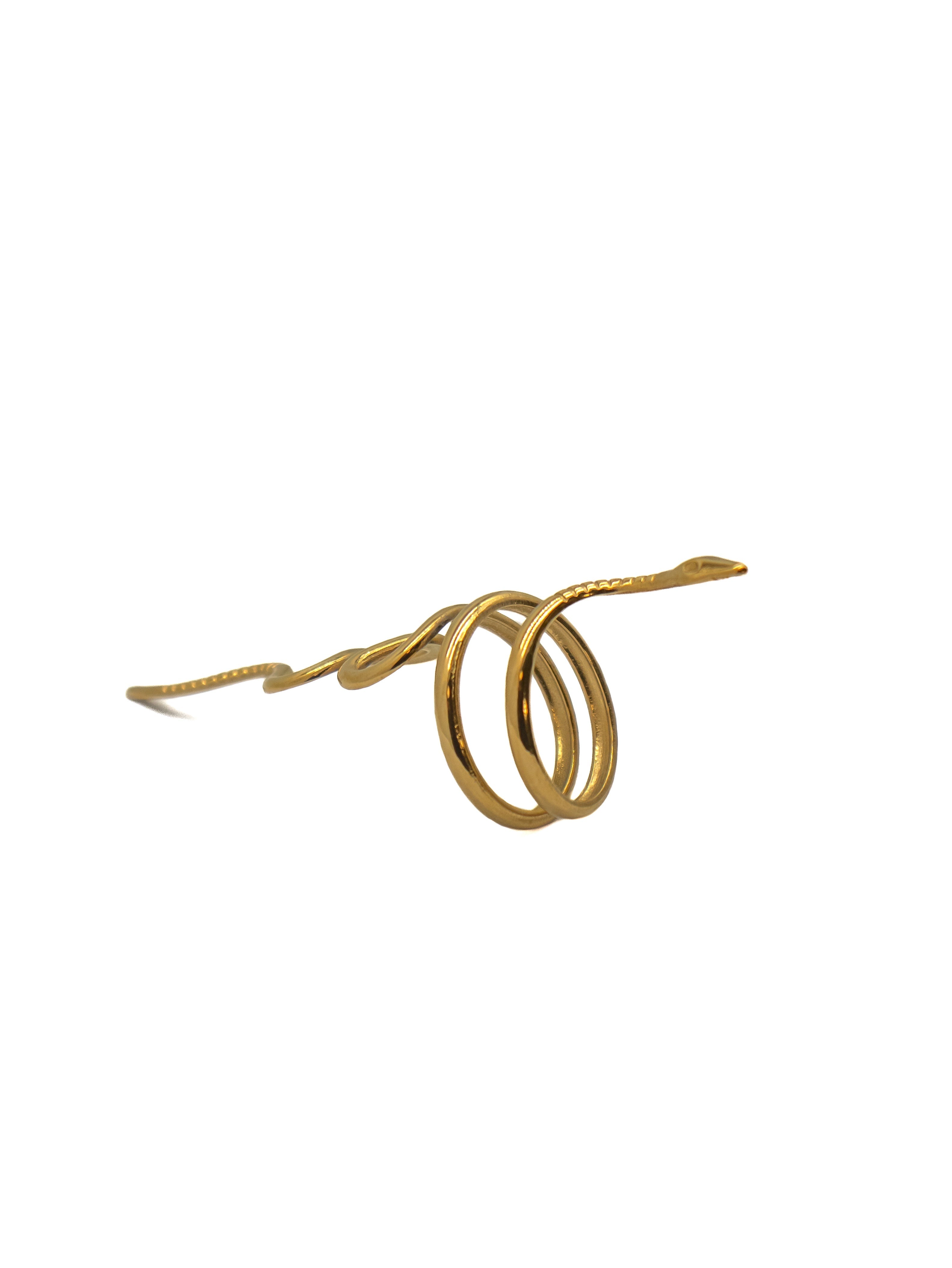 KIRO Serpent XL Ring, a gold-plated statement ring with an intricate snake design that wraps around the finger.